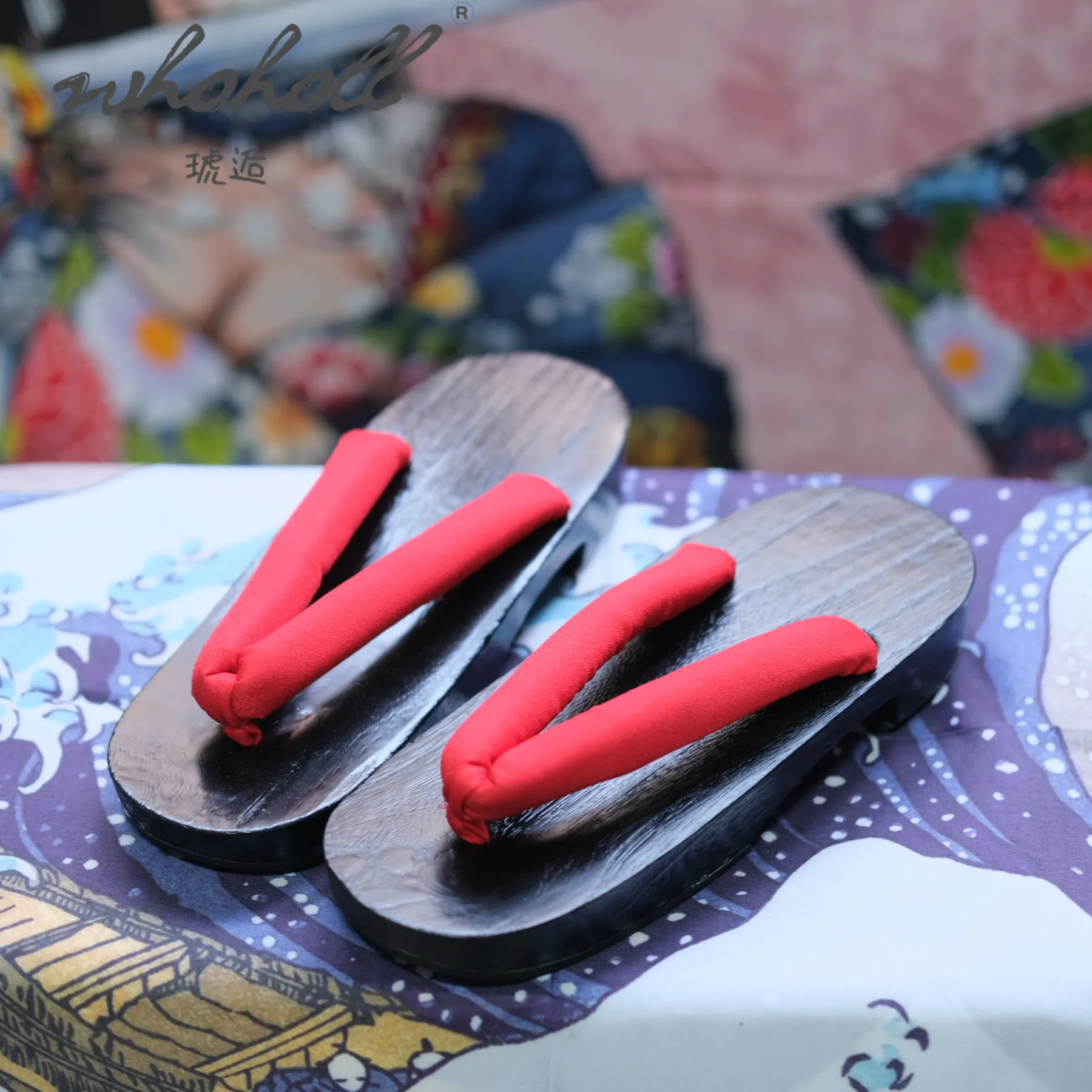 

Summer Women Slipper Japanese Wooden Geta Slipper Cosplay Costumes Shoes Wood Sole Flip Flops Clogs Sandals Shoes