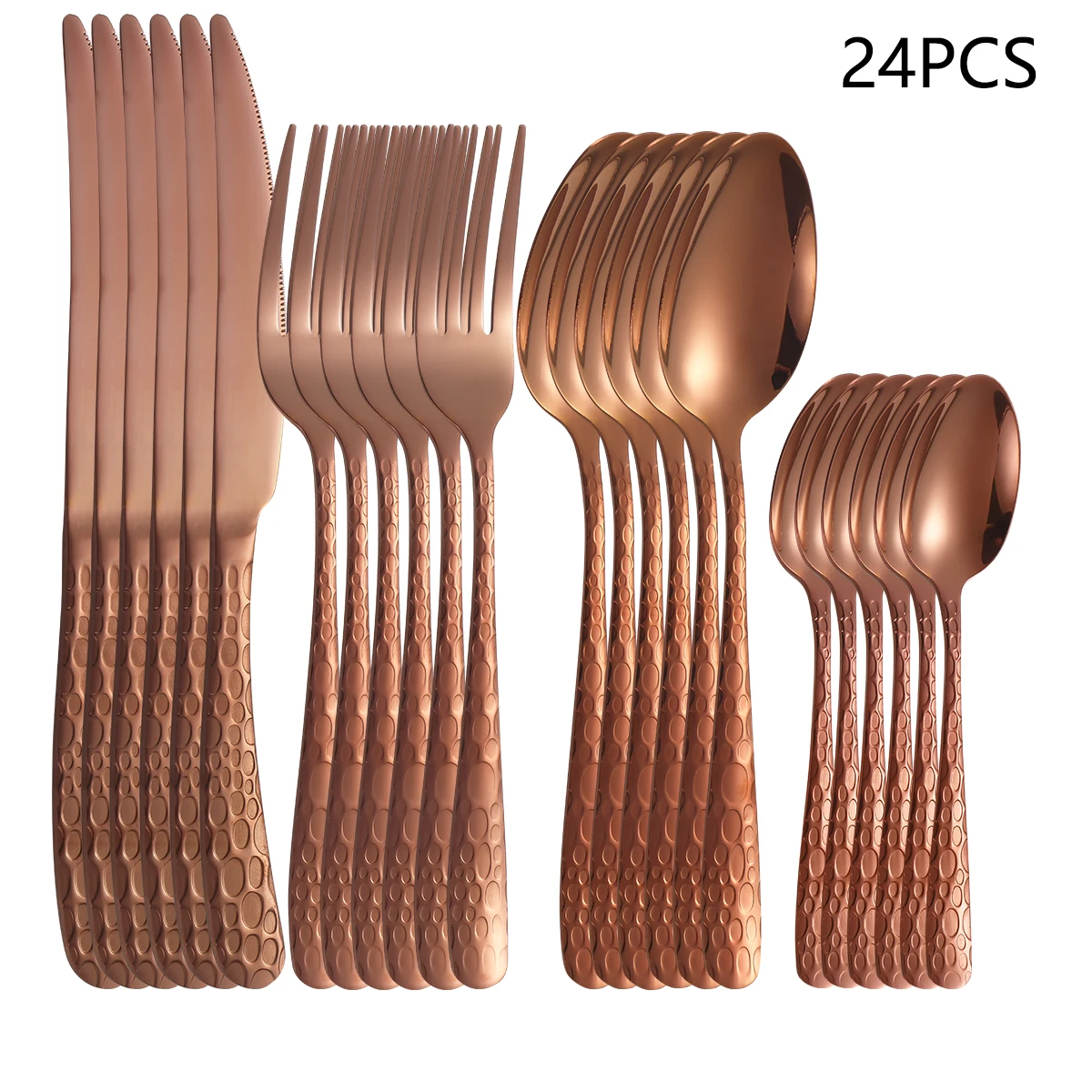 4/6/16/24pcs Household stainless steel tableware with steak knife Dinner fork soup spoon tea spoon rose gold tableware