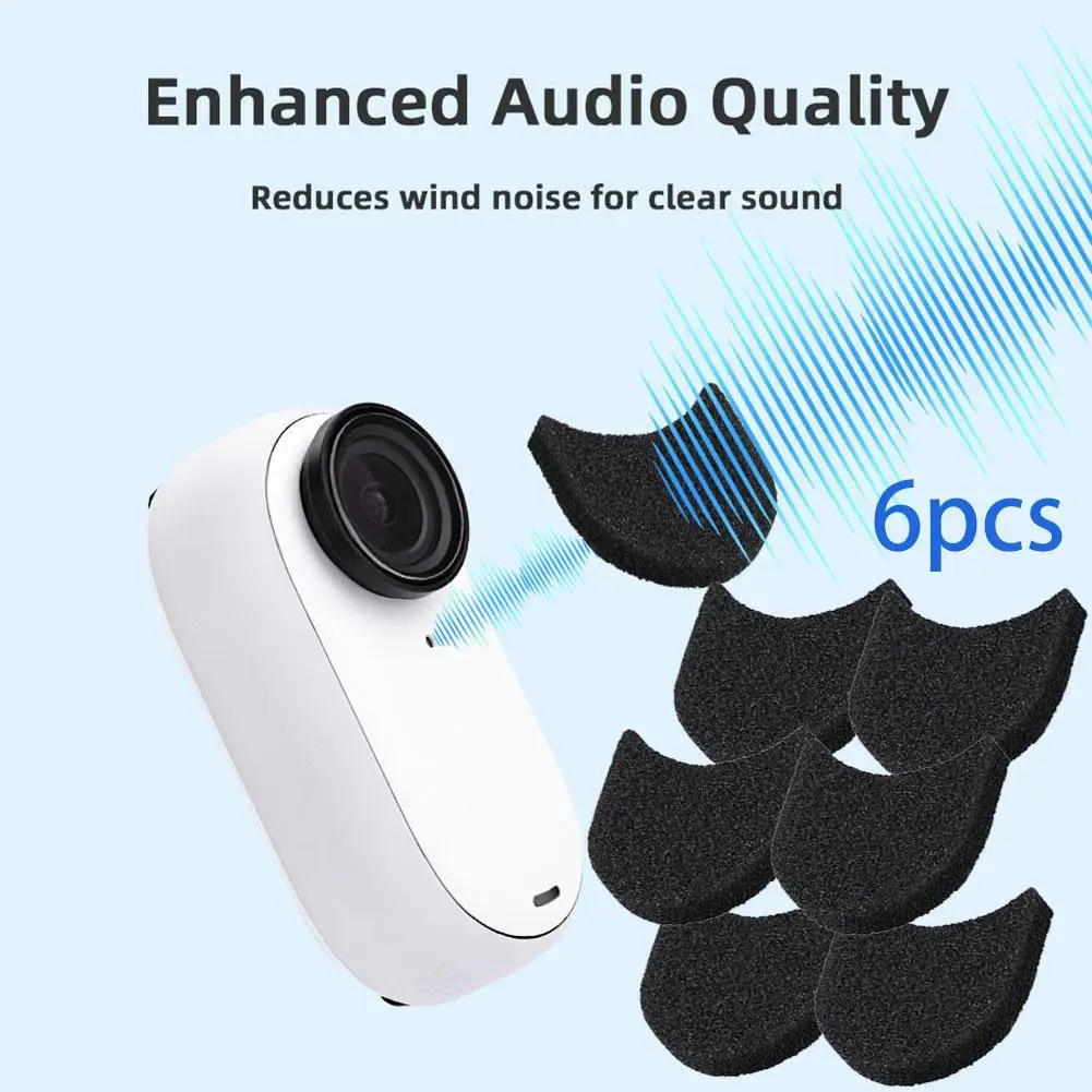 Action camera accessory 6Pcs Mic Wind Muff For Insta360 GO 3S/GO 3 Windproof Cotton Cover Audio Noise Reducer Sponge For Insta 360 GO3 GO3S Accessories