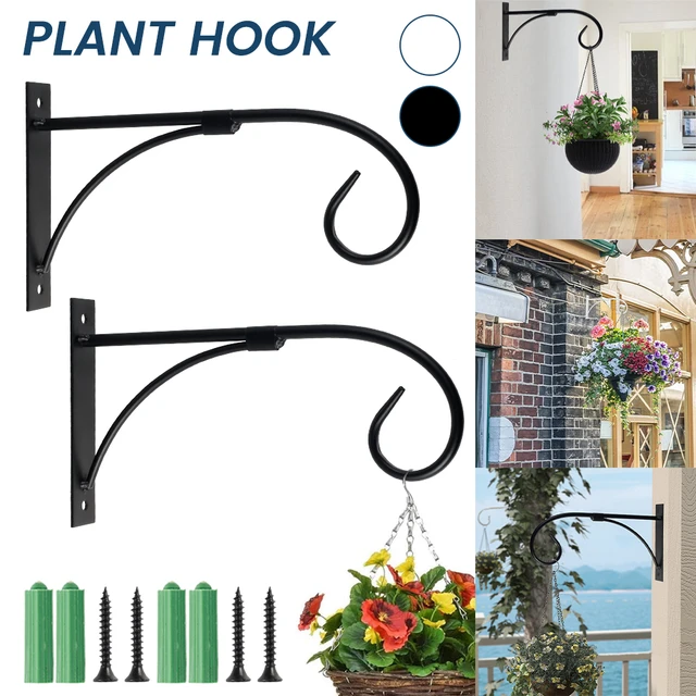 2Pcs Garden Hook Bracket Wall Hanger Hanging Basket Holder Iron