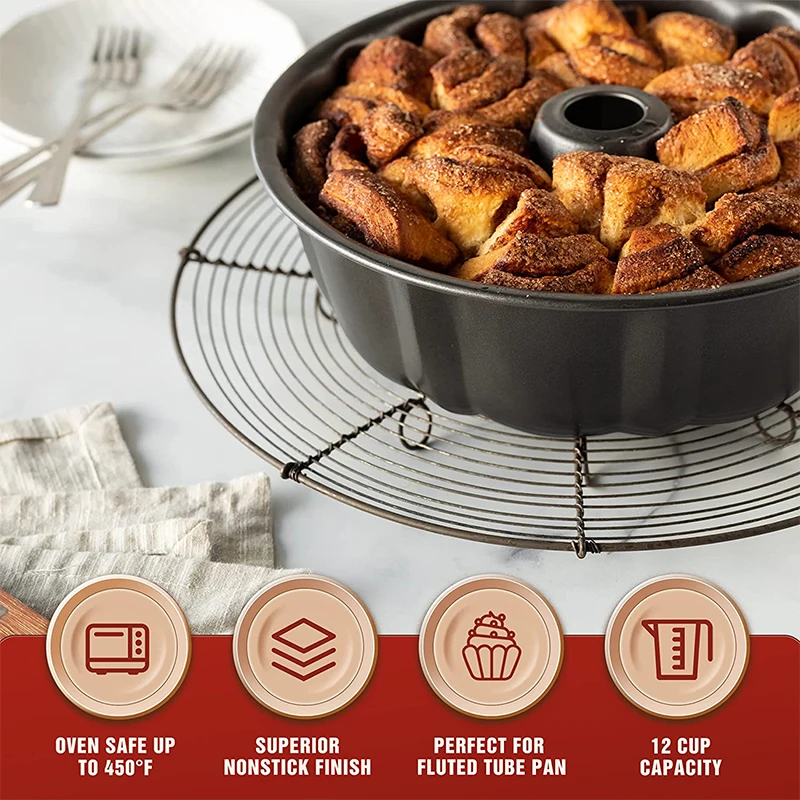 Pound Cake 10 Inch Tube Cake Pan LIANYU Angel Food Cake Pan, 10 - Main Image