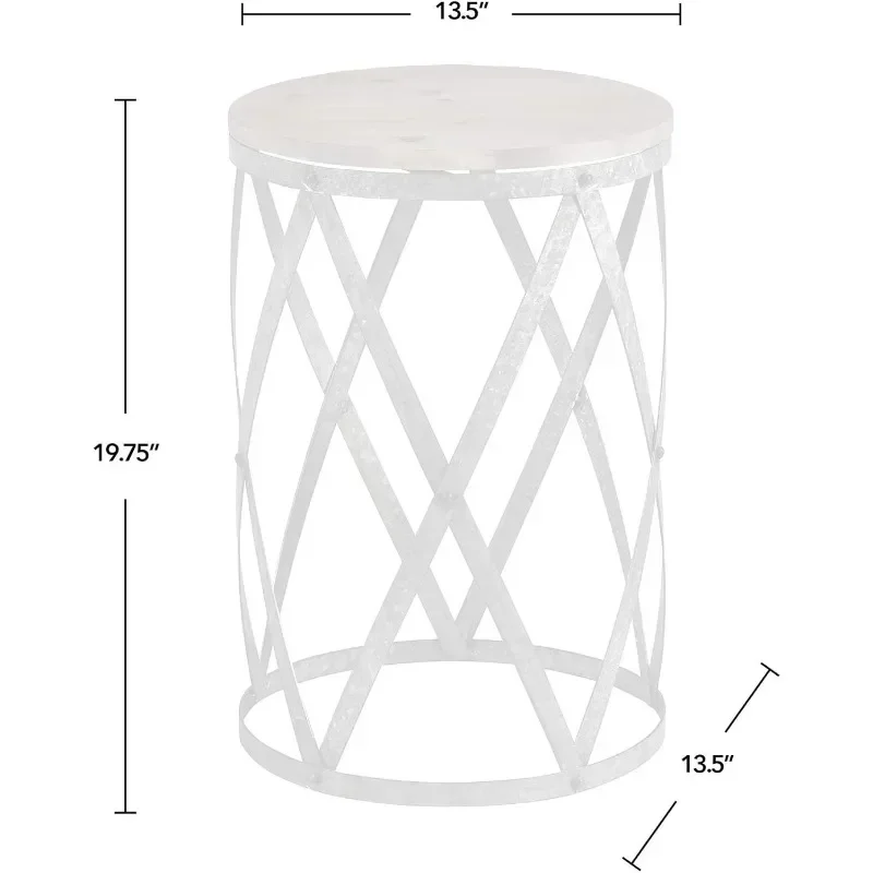 Farmhouse Cottage Galvanized Table, Weathered Brown, 13.5 x 13.5 x 20 6