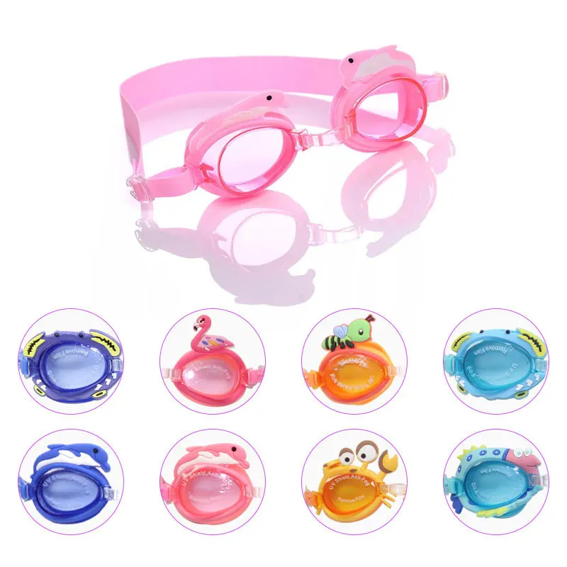 Professional Swimming Goggles Girl Cartoon Swim Glasses with Ear Plug Waterproof Anti Fog Swim Eyewear For Children Kids Gifts 3