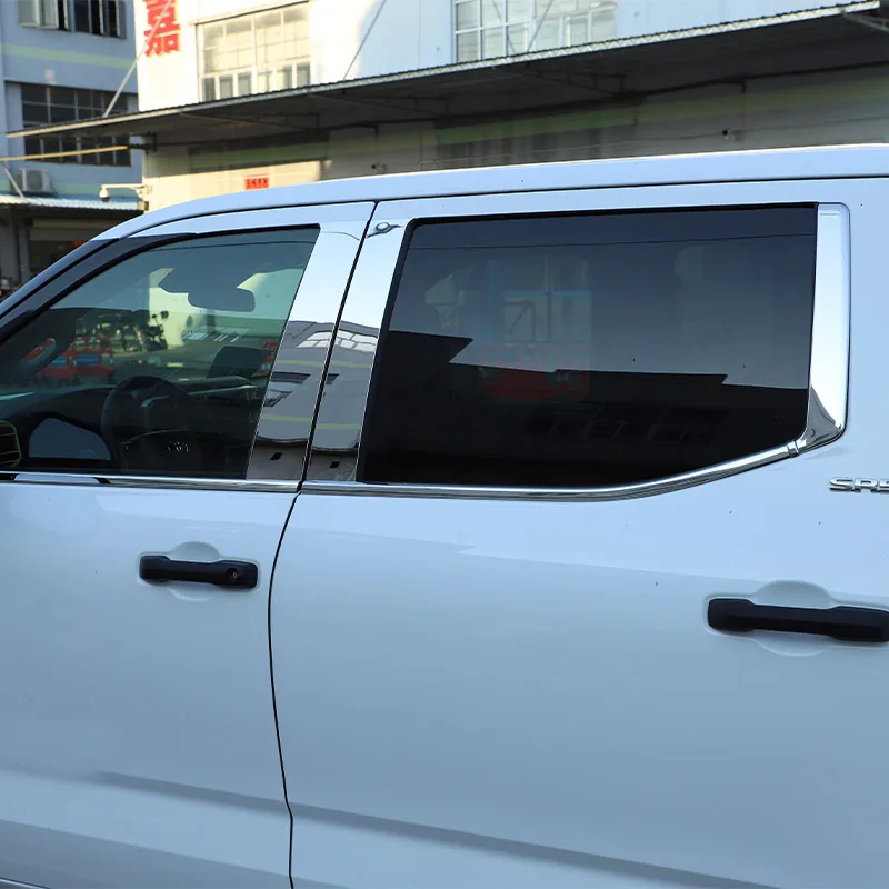 

For Toyota Tundra 2022 2023 Bright silver Car Window Pillar Strip Cover Trim Stainless Steel Center Pillars Sticker Accessories
