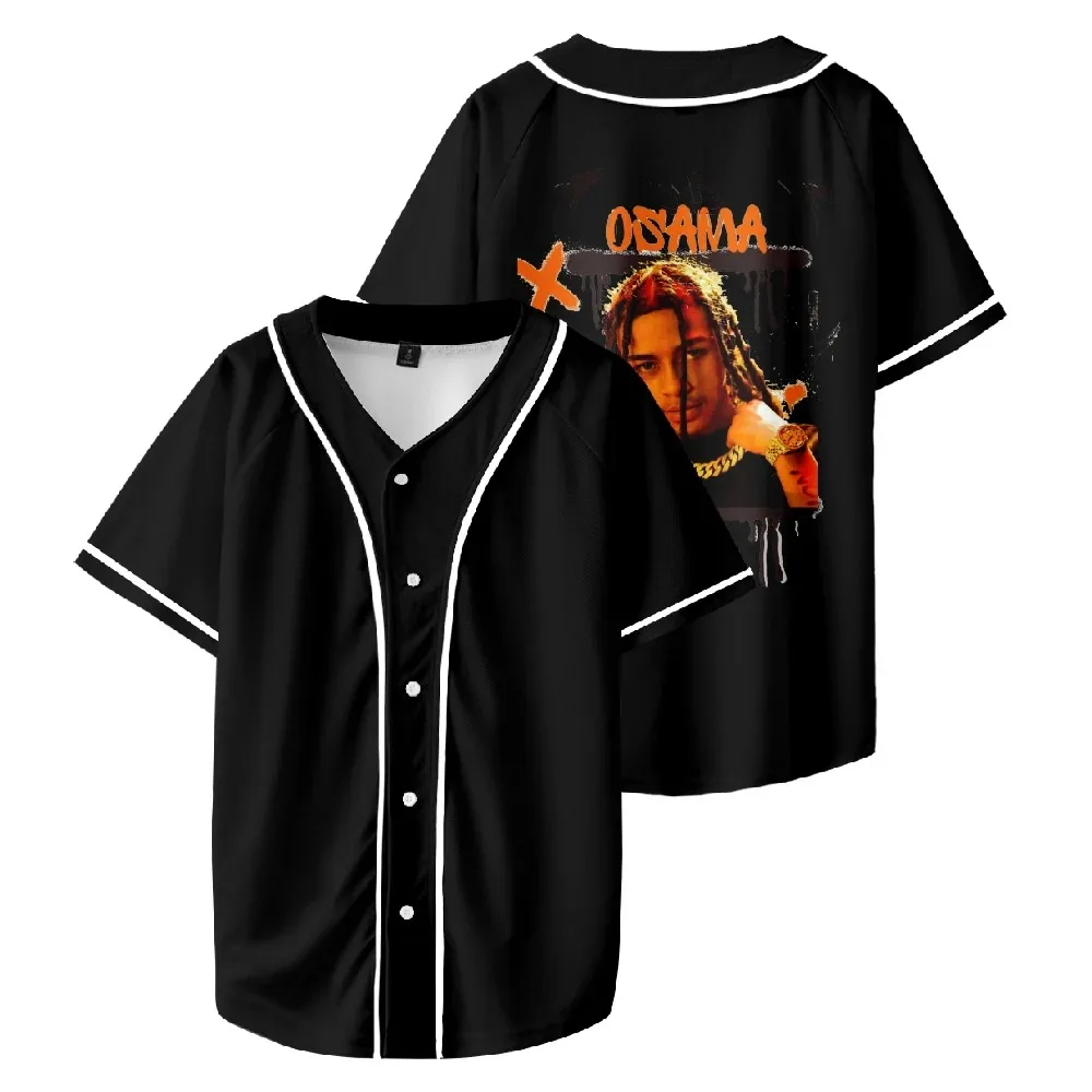 DD Camisa de beisebol Osama Rapper para homens e mulheres, manga curta, camisa casual diária, roupas 3D 2024