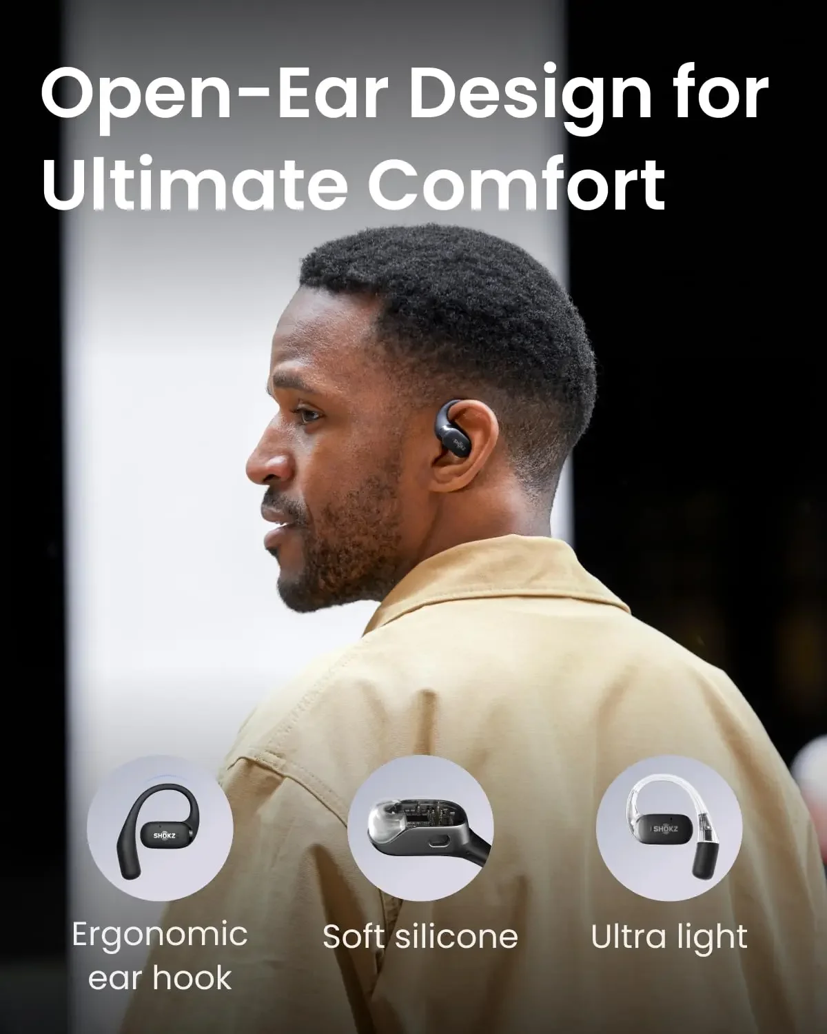 SHOKZ OpenFit - Open-Ear True Wireless Bluetooth Headphones with 