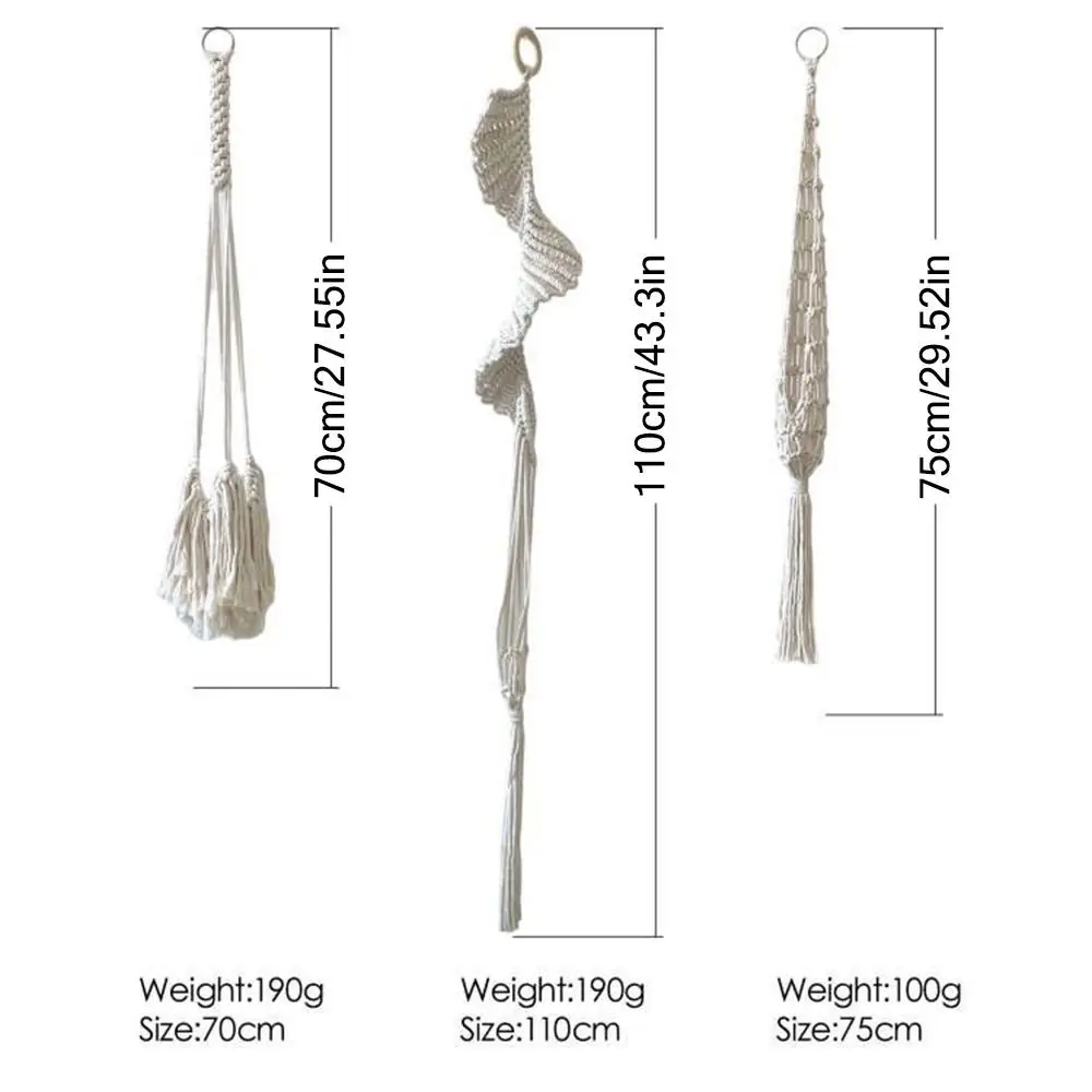 New Macrame Plant Hangers Handmade Beige Color Cotton Rope Hanging Planter Flower Pot Hanging Basket Home Decoration