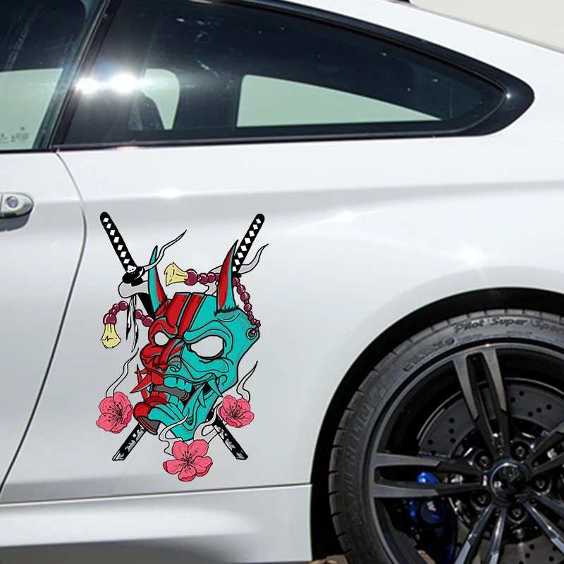 Samurai Mask Car Decal Side Graphic Vinyl Decal Modificato Racing Car Print Decoration Ita Car Car Decal Sticker