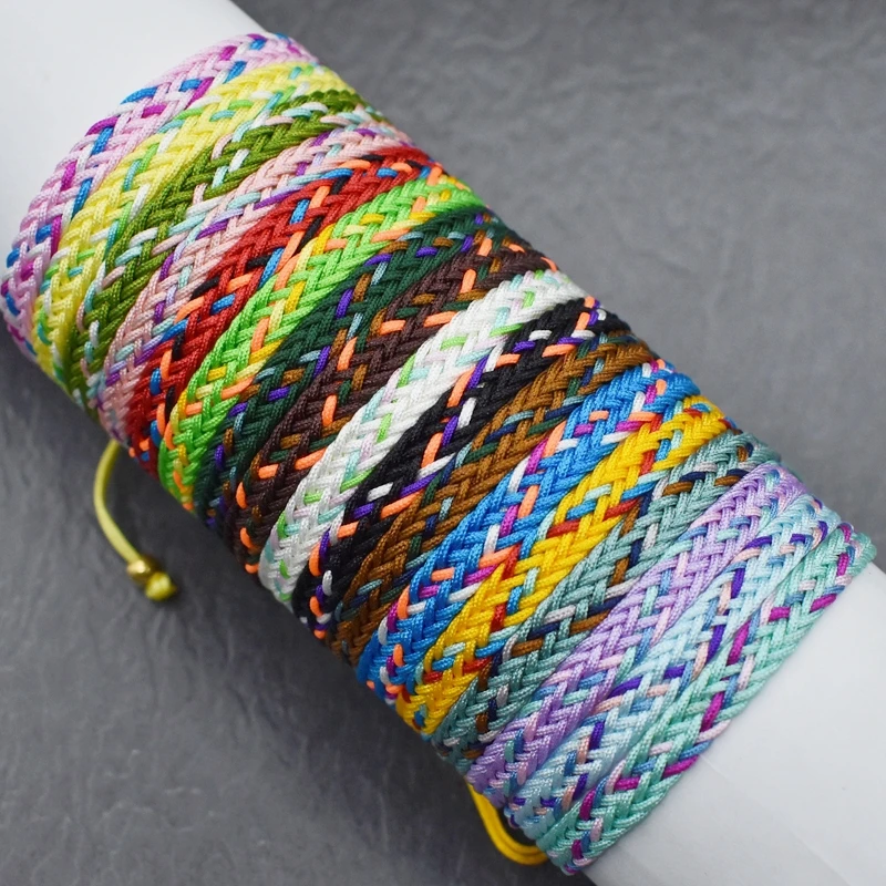 Colorful Bohemia Waved String Braided Friendship Bracelets Ethnic Multicolor Weave Textured Adjustable Bracelet Gift for Couple 1