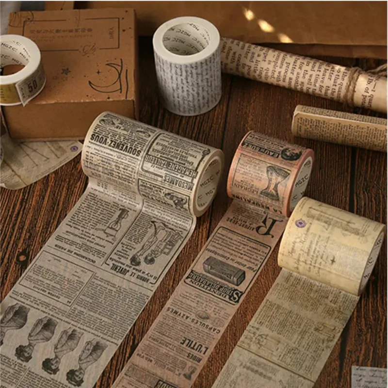 Vintage Washi Tape Set for Scrapbooking and Journaling - Decorative Retro Masking Tape