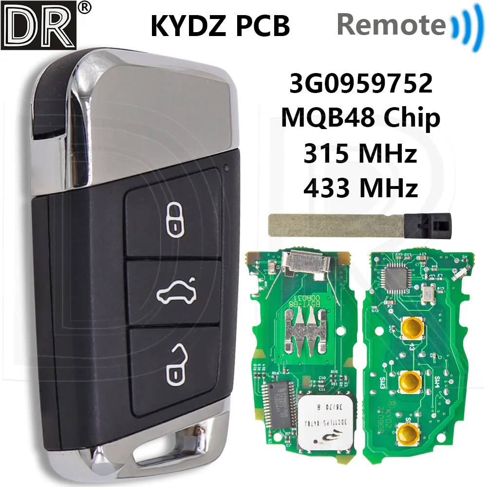 Great MQB48 Chip 315/433MHz 3G0959752 Car Remote Key For VW Volkswagen Passat Variant Magotan B8 Superb Skoda A7 2015-2020