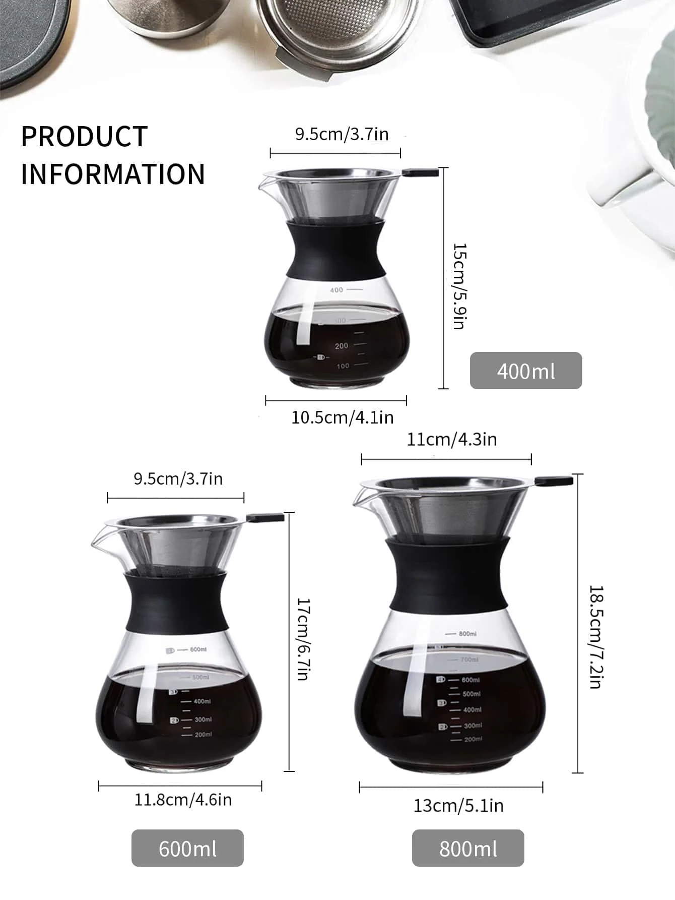 Leeseph Pour Over Coffee Maker with Stainless Stee...