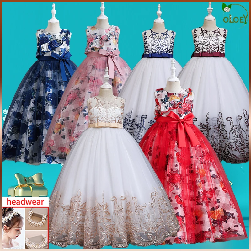 

Mesh Flower Girl Wedding Dress Formal Girl Bridesmaid Dress Lace EmbroideryEvening Prom Costume Vestidos Birthday Party Dress