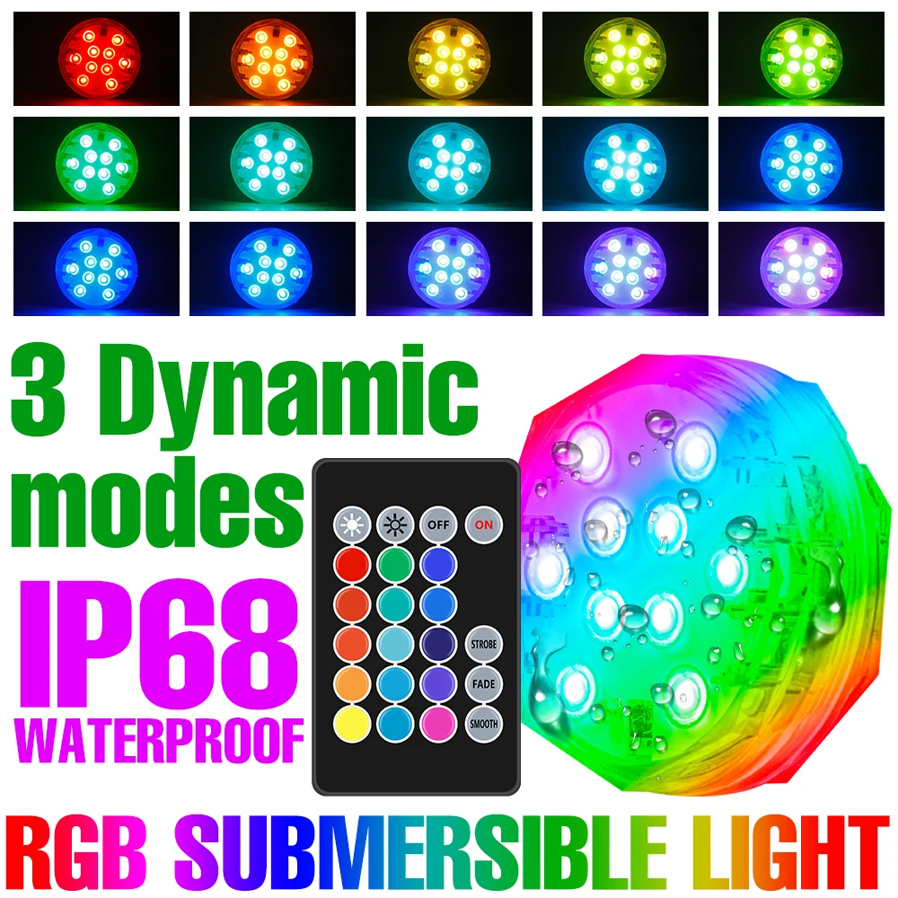 

RGB LED Underwater Light Swimming Pool Lamp Waterproof Garden Decoration Outdoor Lights For Vase Fish Tank Submersible LED Lamp