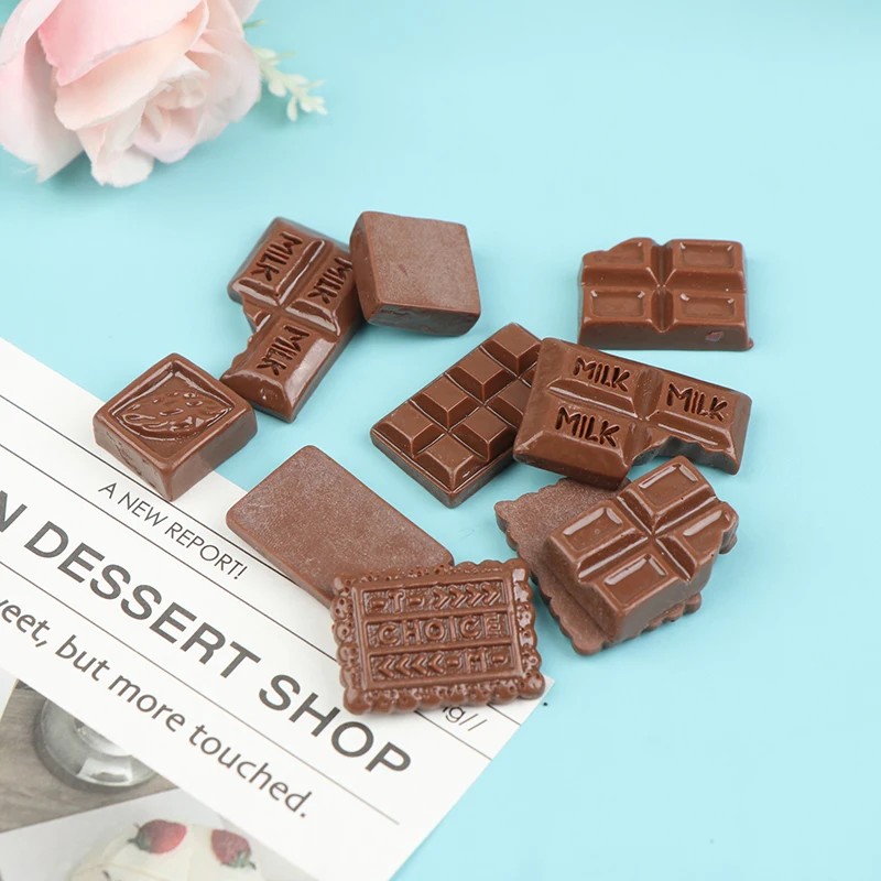 10Pcs 1:12 Dollhouse Miniature Chocolate Snacks Model Food Accessories For Doll House Decor Kids Pretend Play Toys Gift 2
