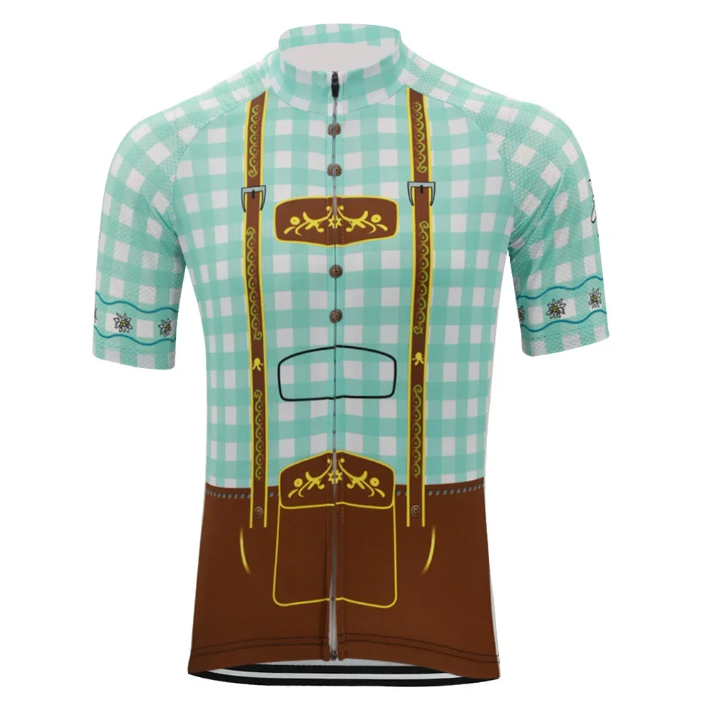 Men Plaid Shirt Cycling Jersey Set Summer Bib Shorts 9D Gel Pad Cycling Tops Mtb Ropa Ciclismo Bike Wear Clothing Short Sleeve