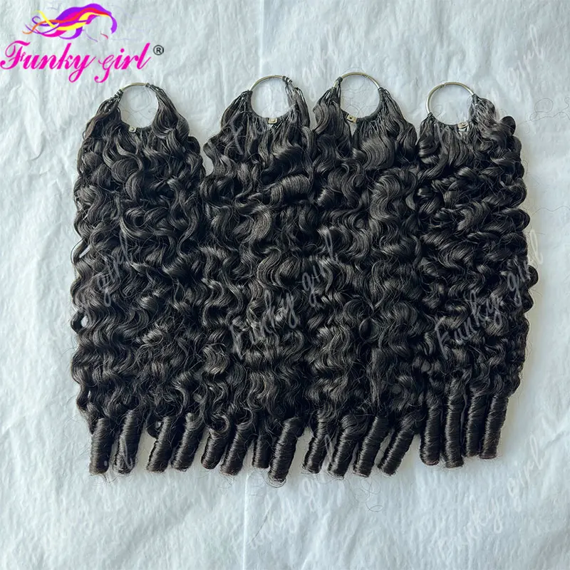 12A Burmese Curly Feather Crochet Human Hair Knotless Pre-Separated Natural Black Lightweight Reusable Crochet Hair Extensions 1