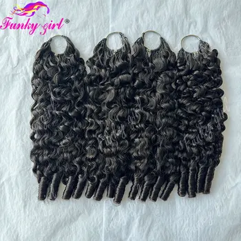 12A Burmese Curly Feather Crochet Human Hair Knotless Pre-Separated Natural Black Lightweight Reusable Crochet Hair Extensions 1