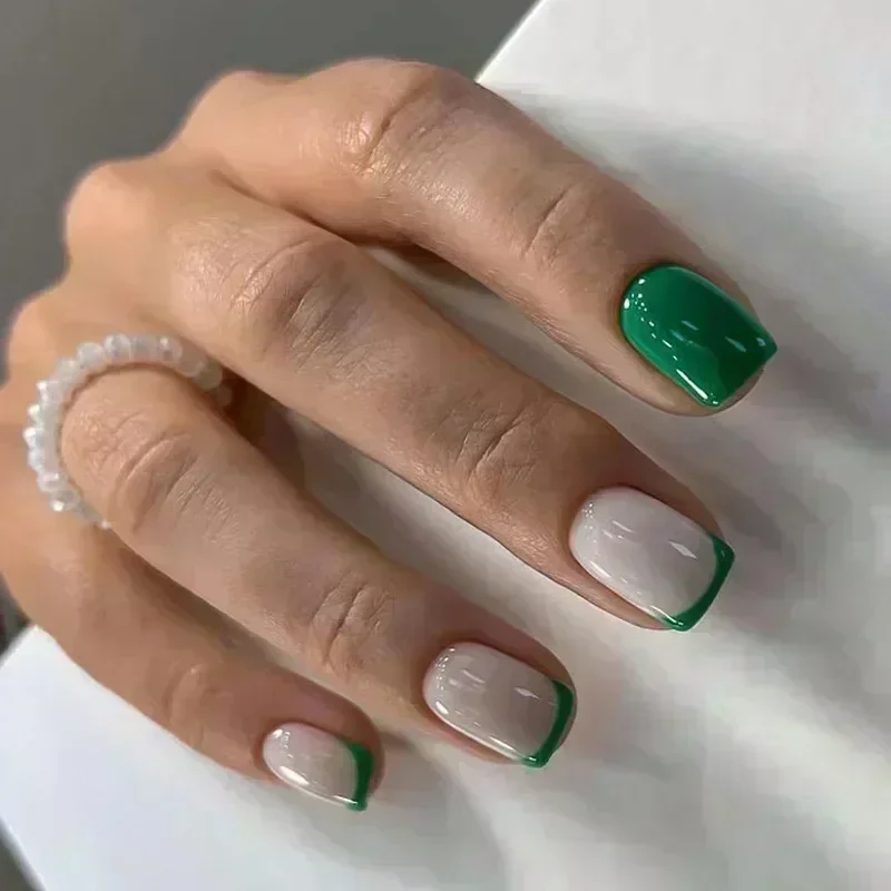 24Pcs French Tip Press on Nails Short Coffin False Nails Simple Wearable Fake Nails Frosted Full Cover Press on Nail Tips Art - Image 5