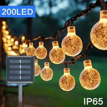 1-Pack Solar String Lights, 20/100/200 LED Crystal Globe Outdoor Lights with 8 Modes, Halloween Decoration 1