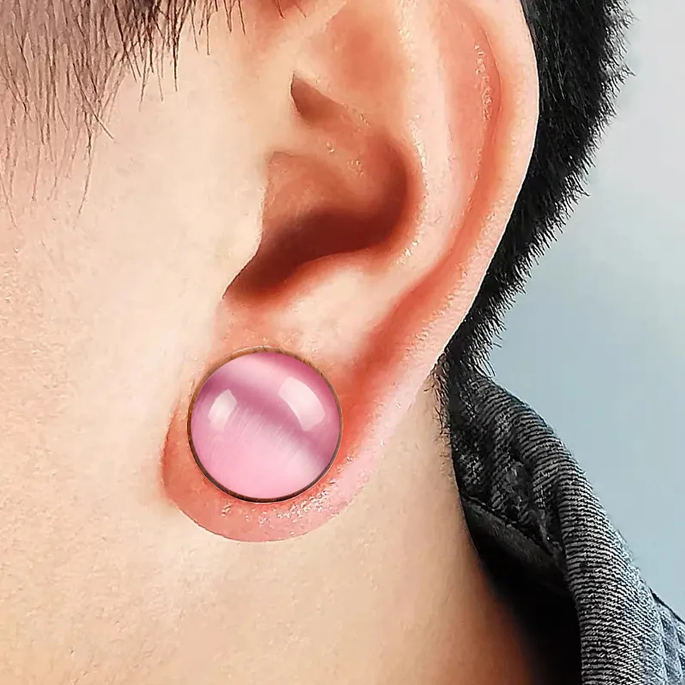 Pair Solid White Howlite Semi-Precious Stone Double Flare Saddle Ear Plugs – 00g (10mm)