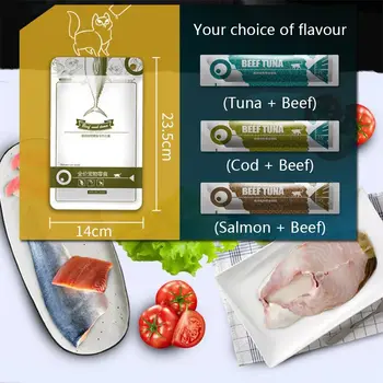 Cat Strips 13gX8PCS Wet Food Pet Cat Snacks Cod Tuna Beef Pet Food Cats Supplement Protein DHA Cat Sauce Make Hair Beautiful 5