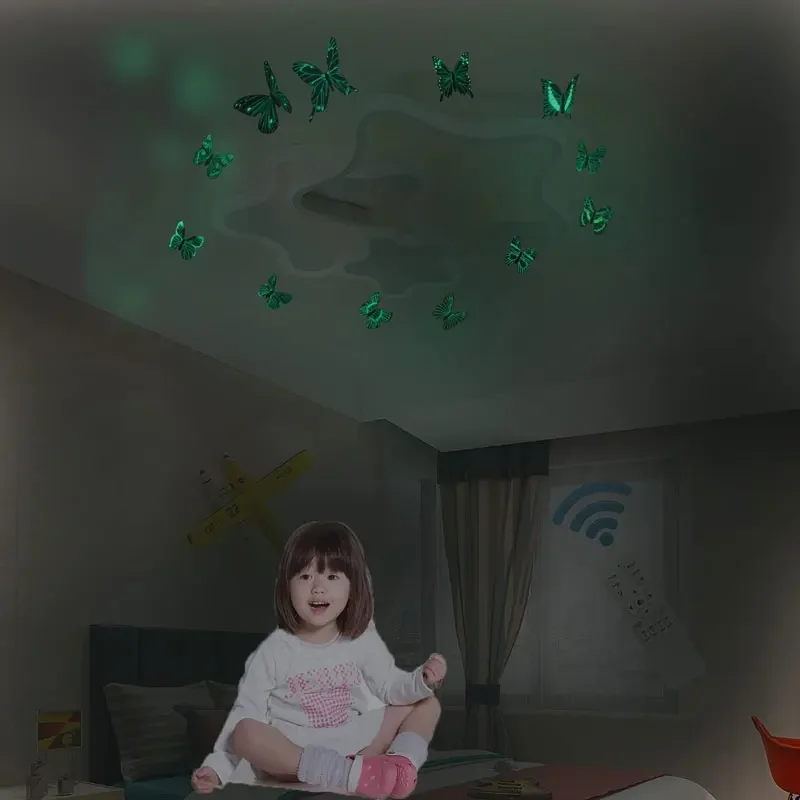 12Pcs Glow in The Dark 3D Butterfly Wall Stickers Butterfly Decals for Kids Bedroom Nursery Living Room Luminous Home Garden wall sticker wall stickers