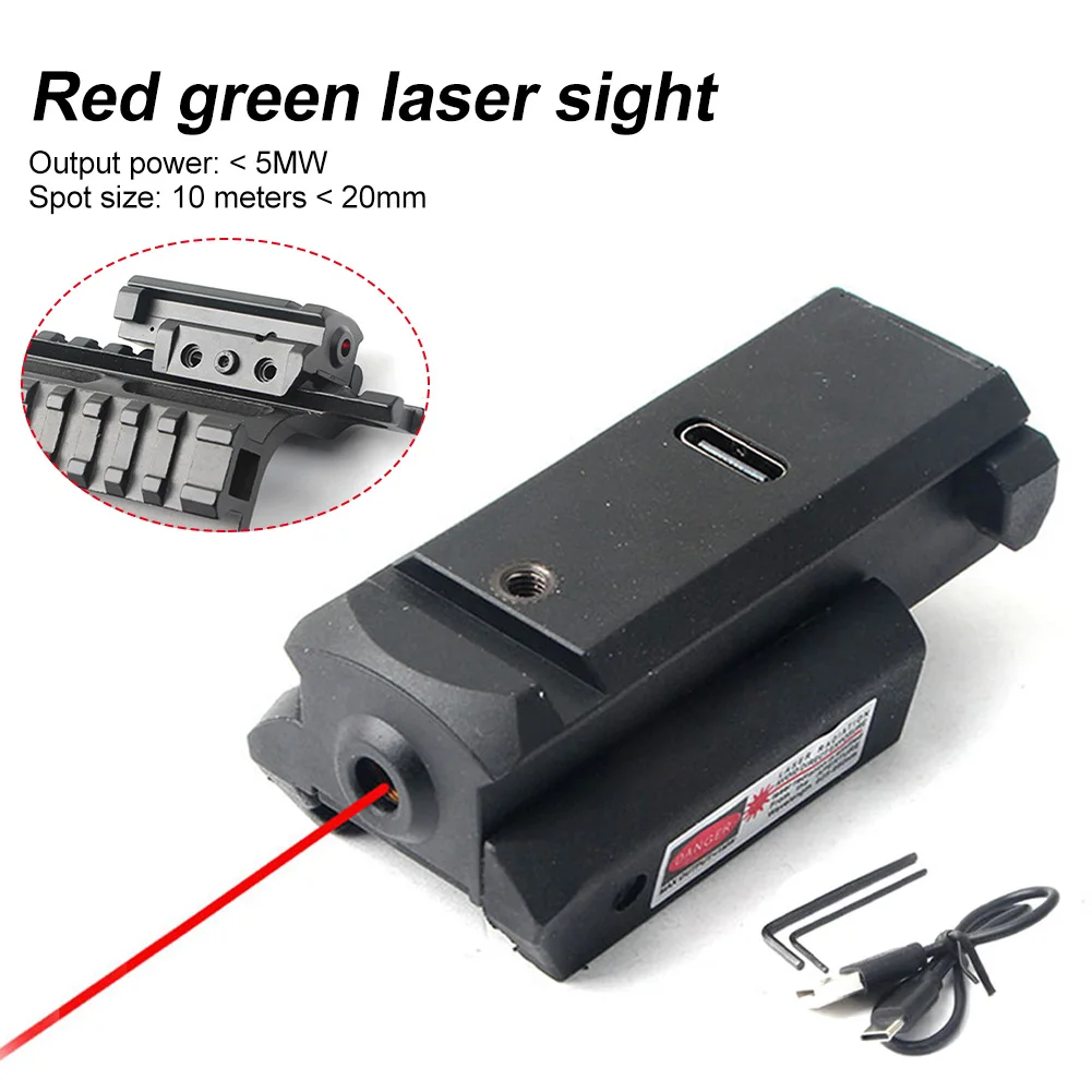 

1Pc Laser Sight Portable Dot USB Rechargeable For 20mm Picatinny Rail With Ambidextrous Mini Green Red Blue Dot Laser Sight