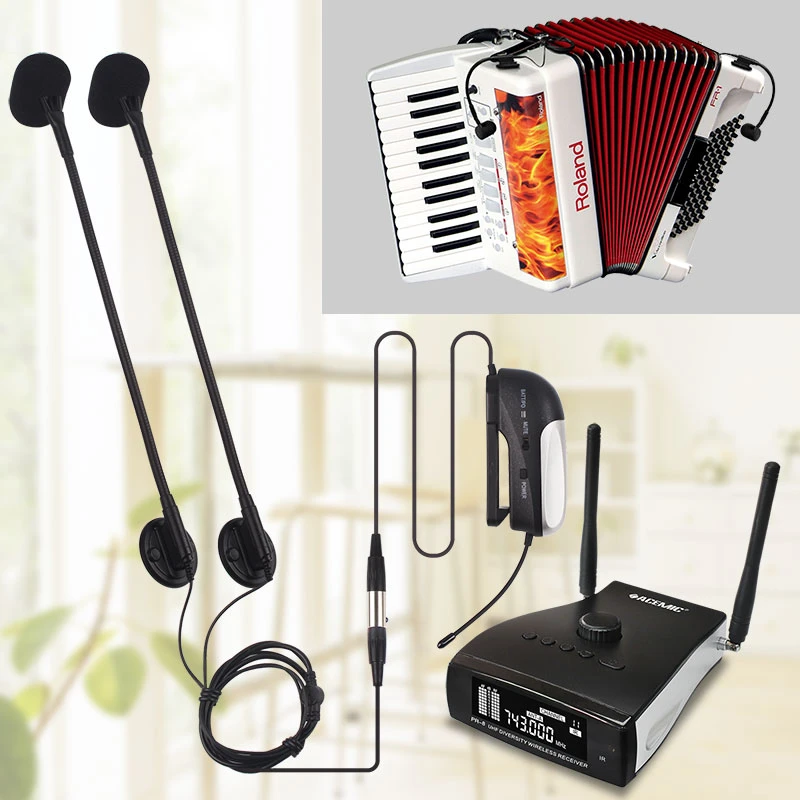 AT-20 Piano Accordion Pickup with Gooseneck Mic Wireless Receiver & Transmitter Microphone System Designed for Accordion