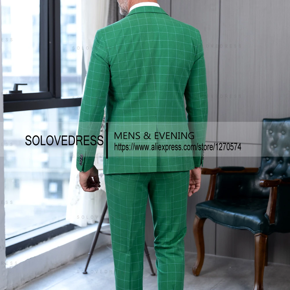 Mens Fashion 3 Pieces Men's Suit Plaid Breathable Prom Tuxedos for Wedding Grooms (Blazer+Vest+Pants)