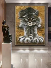  Huacan 5d DIY Diamond Painting Full Square/Round Cat Cross-stitch Embroidery Sets Mosaic Animal Paintings For Interior 