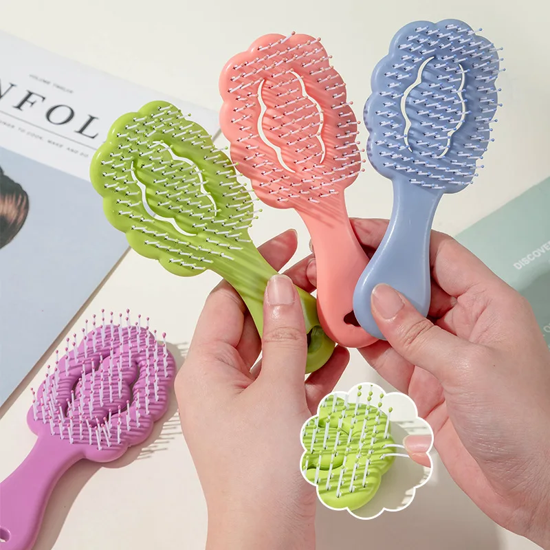 1 Piece Mini Portable Hair Brush for Girl Candy Color Cartoon Massage Smooth Hair Comb Cloud Shape Rib Comb Styling