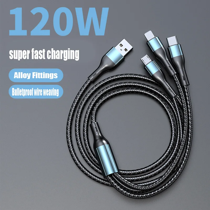 

3 In 1 Super Fast Charging Cable One Drag Three For Apple USB Type-c Charger Wire Forhuawei xiaomi Samsung For Iphone 15 14