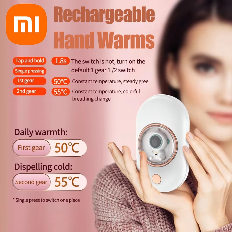 Portable Hand Warmer Electric Heater Xiaomi Electric Hand Warmer Usb Rechargeable Fast Heating Heater Pocket Warmers Electric Hand Stove For Winter Power Bank
