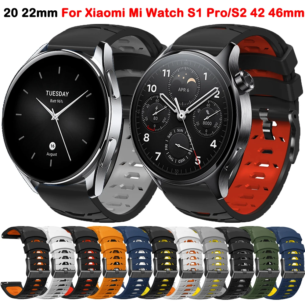 

20 22mm Sport Bracelet For Xiaomi Mi Watch S1 Pro/S2 42mm 46mm Strap Silicone Watchband Mi Watch Color 2/Mi Bro Air Accessories