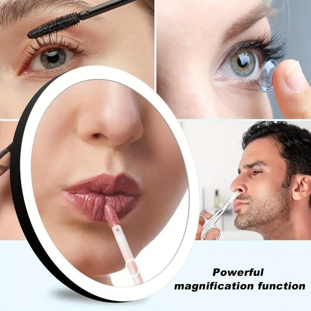 10CM 30X Magnifying Mirror with Tweezers Portable LED Makeup Mirror with 3 Suction Cups Rechargeable Magnified Vanity Mirror 3