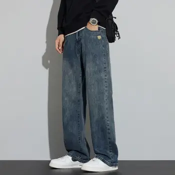 Trend-In Men's Wide-Fit Jeans Stylish Denim Trend and Comfortable Fit's Artificial Flowers Dn0694