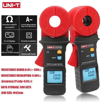 UNI-T Clamp on Grounding Resistance Tester AC Leakage Current Clamp Meter with Data Storage Ammeter for Electrical Test UT271A 1