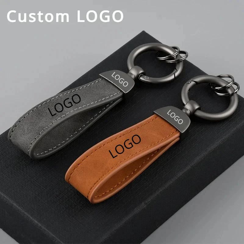 Laser Engrave Nubuck Leather Keychain for Men and Women Retro Vintage Personalized Keyring Customized Car Logo Key Chain Gift