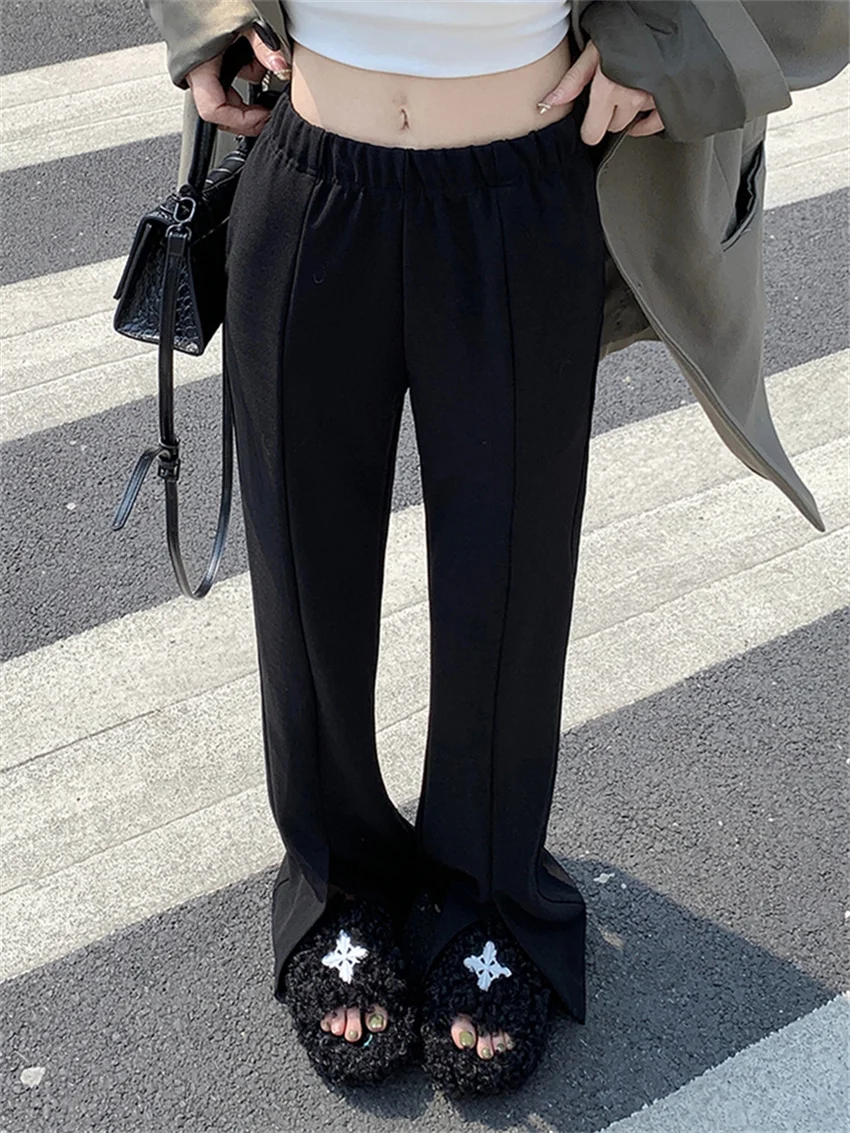 

Женские офисные брюки PLAMTEE с разрезом, модные облегающие брюки в офисном стиле, повседневная одежда для работы с высокой талией и широкими штанинами, однотонные, Новое поступление на весну 2023