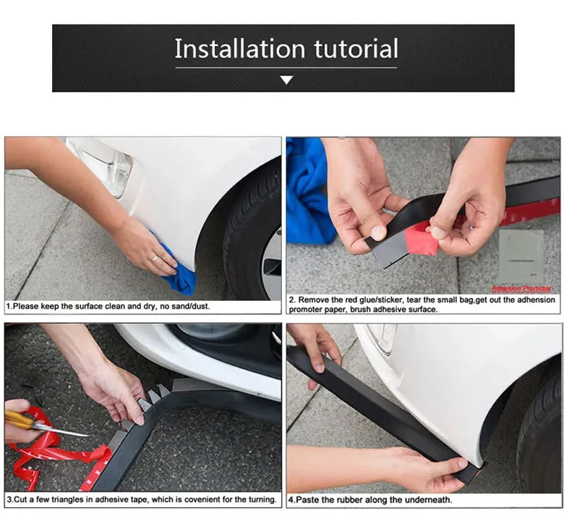 Universal Auto Frontschürze Lip Splitter Spoiler Gummi Rock Schutz BodyTrim Stoßstange Lip Streifen Auto Seite Lip Außen Formteile – Detail 6