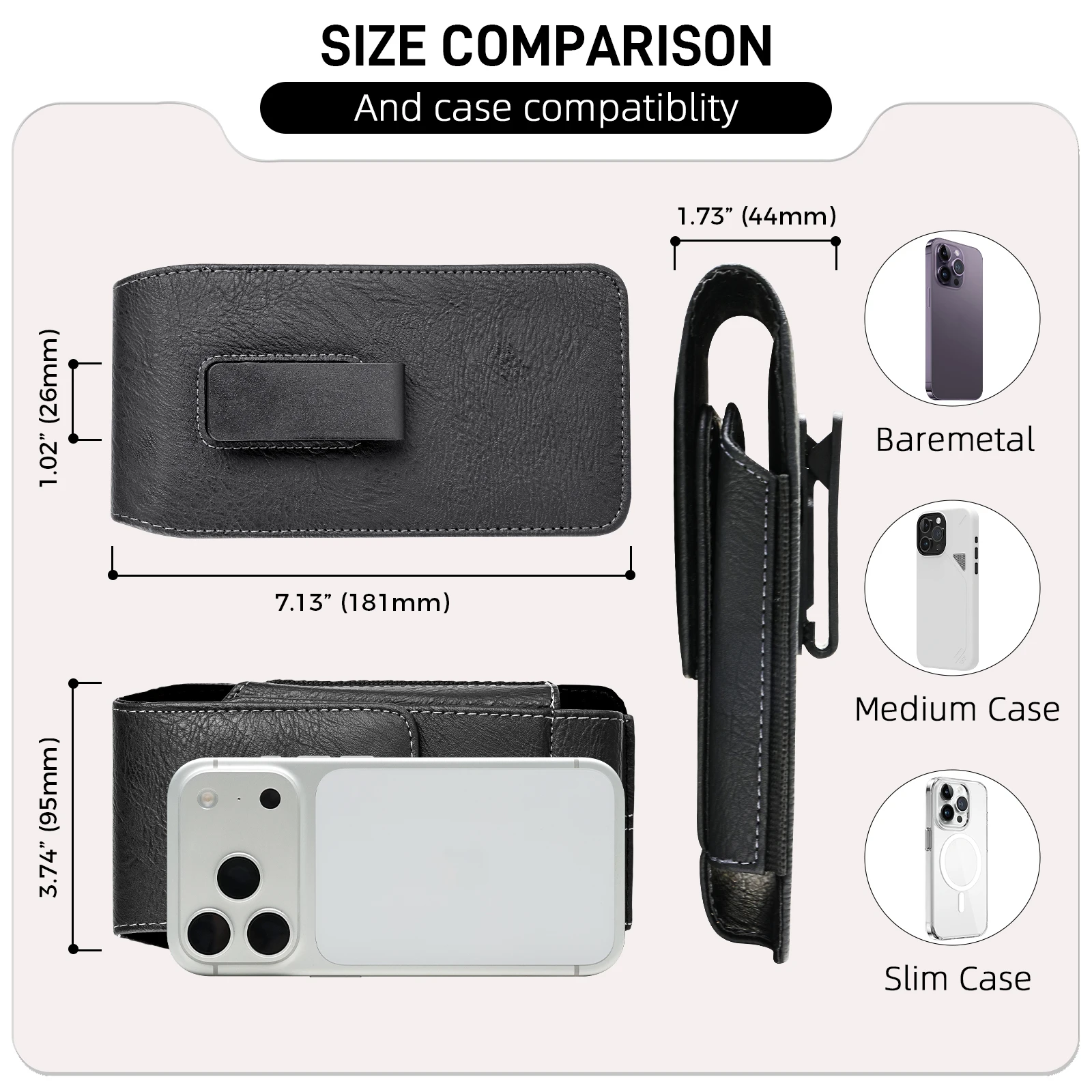 Leather Waist Bag with Magnetic Closure and Card Holder