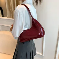 Sac à bandoulière en cuir verni pour femmes, marque de luxe, fourre-tout de bonne qualité, sac à aisselles étanche, couleur unie, sac à main pour femmes 3