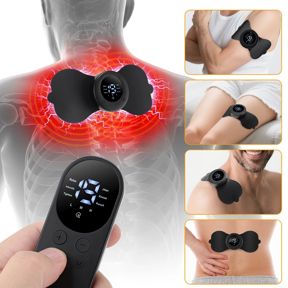 Wireless Heating Muscle Stimulator Electric Cervical Neck Massager Low Frequency 6 Modes Massage Pad for Body Relax