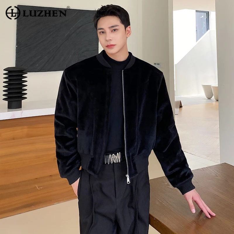 

LUZHEN Winter Thicken Mink Fleece Short Jackets Fashion Men's Clothing Korean Style Baseball Neck Casual Outerwear Trendy D79b6b