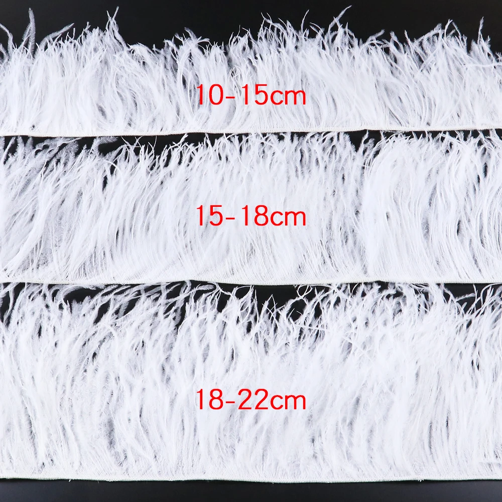 GEM DRILL 1 Meter 8-15cm Ostrich Feathers Trim Fringe for Dress Skirt  Decoration Sewing Crafts Ostrich Plume Ribbon (Color : 013 White, Size :  10-15cm)