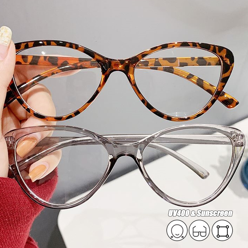 Fashion Transparent Computer Glasses Cat Eye Frame Women Men Anti Blue Light Eyewear Optical Lens Spectacle Eyeglasses