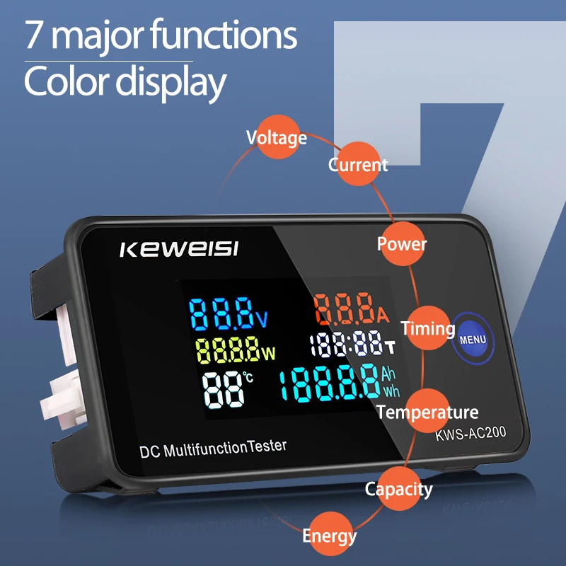 

DC 0-200V Voltmeter Ammeter KWS Power Energy Meter LED Digital DC Wattmeter Electric Meter with Reset Function 10A 50A 100A