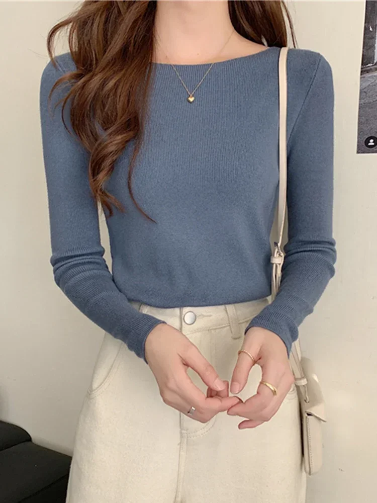 Fashion Ribbed Women Sweater Knitted Soft Pullovers Jumpers Basic Solid Soft Long Sleeve Sweaters For Women Autumn Winter Tops