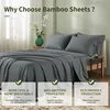 4/6Pcs 100% Bamboo Bed Sheet Set Luxury Smooth Bed Sheet Pillowcase Solid Color Bedding Set Double Queen Size Flat Fitted Sheets 6